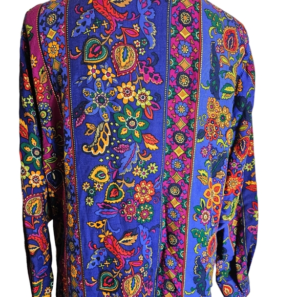 Vintage Express Compagnie Internationale Floral Print Button Up Shirt Sz Medium - Picture 6 of 16